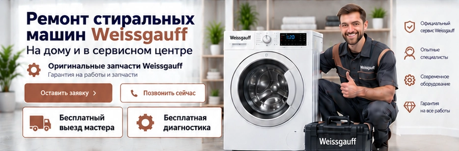 Мастер Weissgauff рядом со стиральной машиной